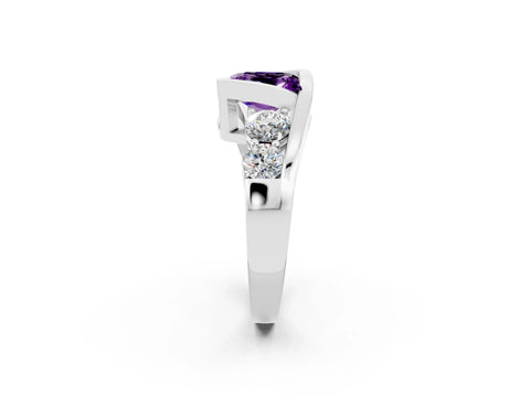 White gold Bezel Set Princess Cut Diamond Split Shank Ring_2