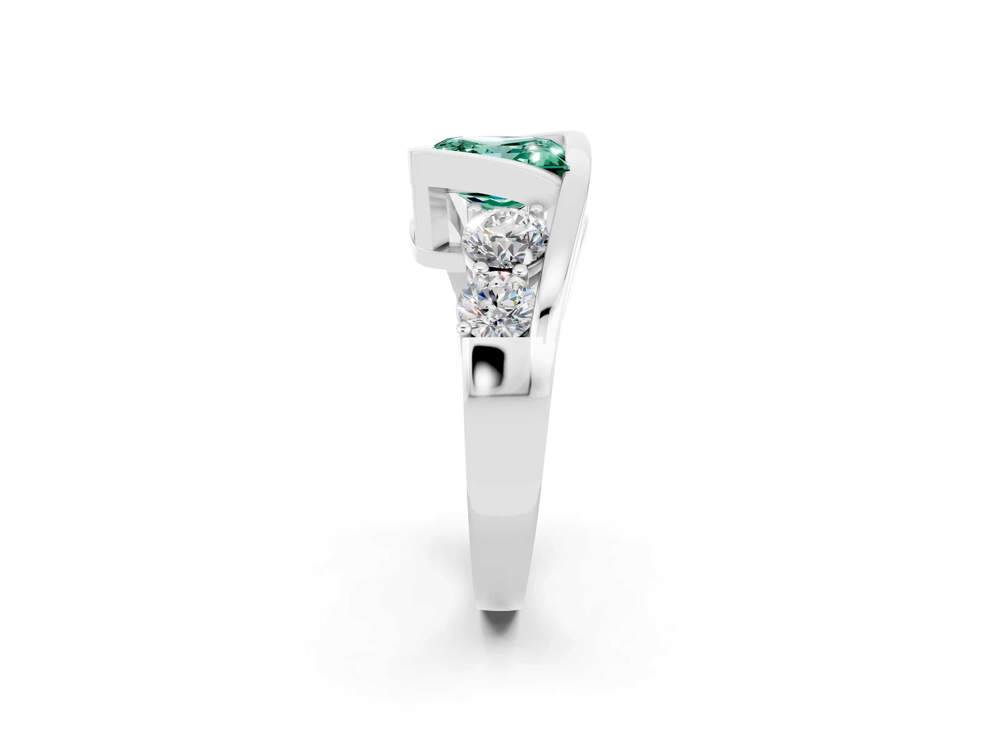 White gold Bezel Set Princess Cut Diamond Split Shank Ring_2