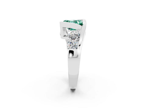 White gold Bezel Set Princess Cut Diamond Split Shank Ring_2