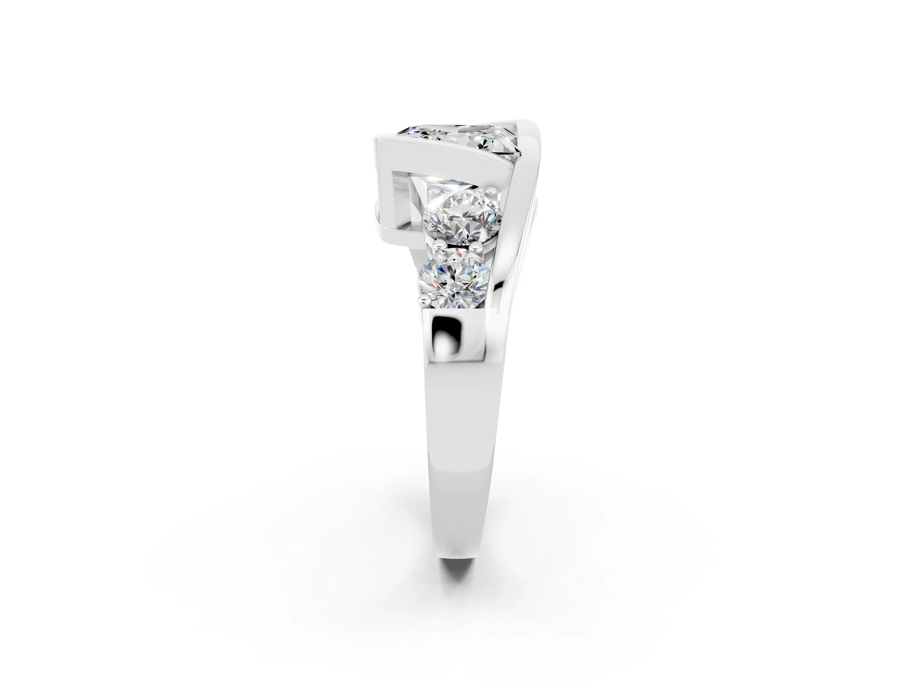 White gold Bezel Set Princess Cut Diamond Split Shank Ring_2