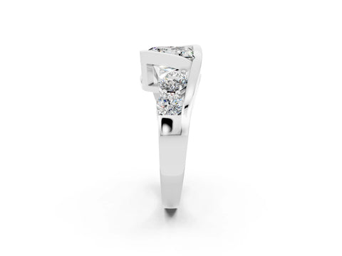 White gold Bezel Set Princess Cut Diamond Split Shank Ring_2