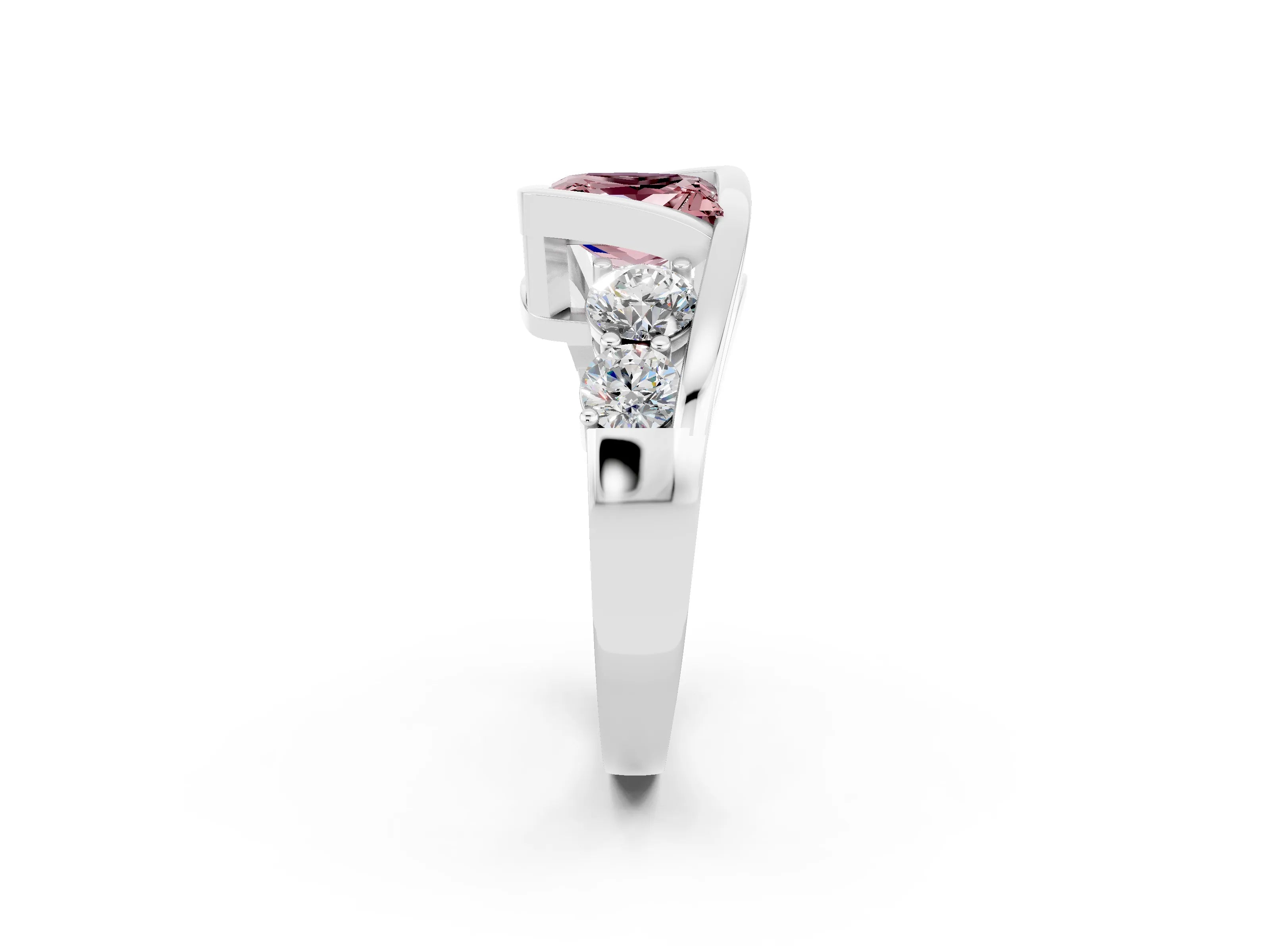 White gold Bezel Set Princess Cut Diamond Split Shank Ring_2