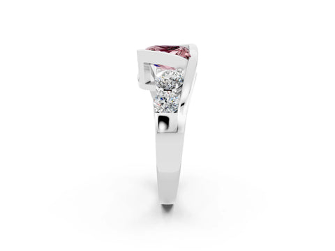 White gold Bezel Set Princess Cut Diamond Split Shank Ring_2