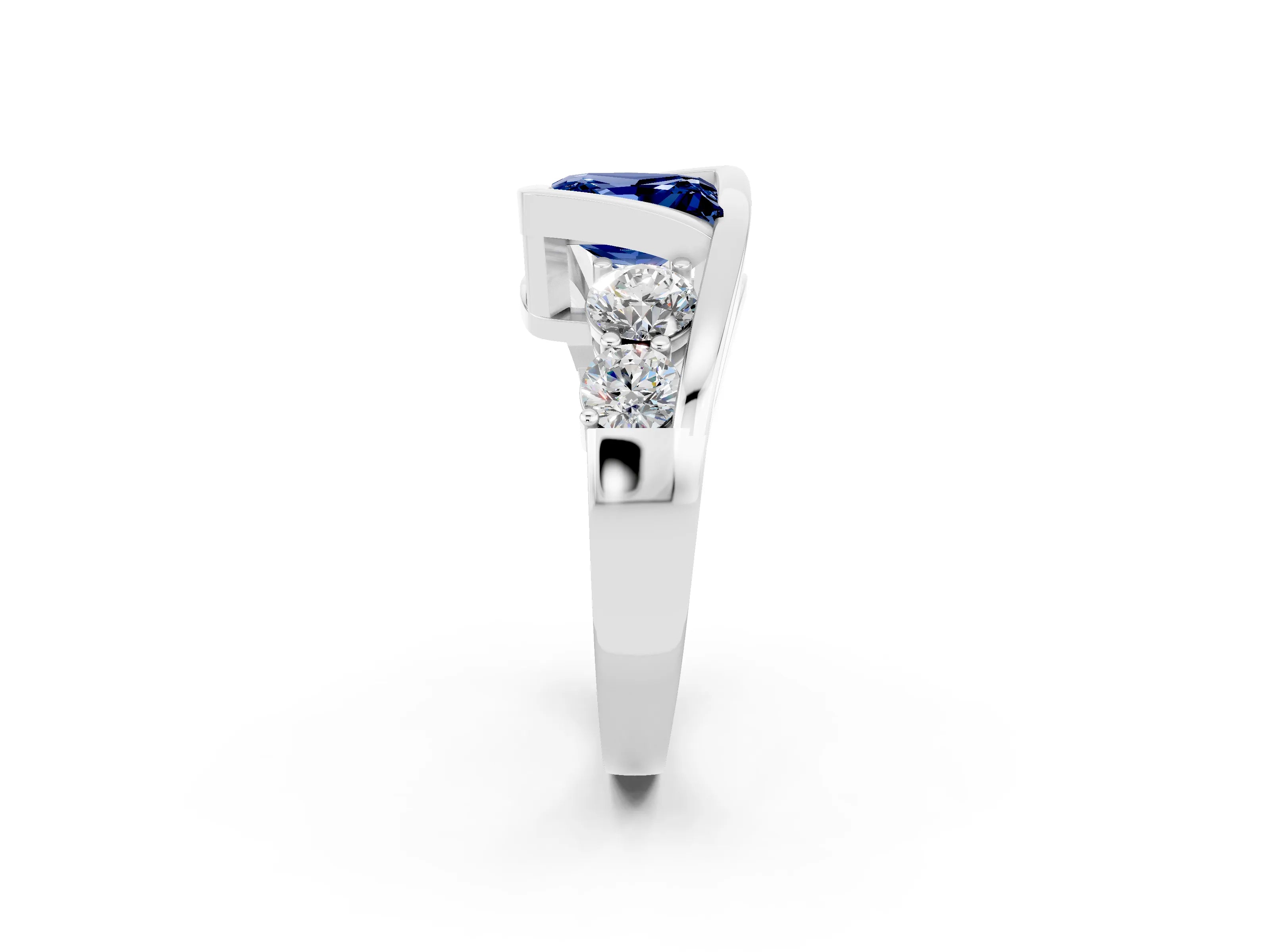 White gold Bezel Set Princess Cut Diamond Split Shank Ring_2