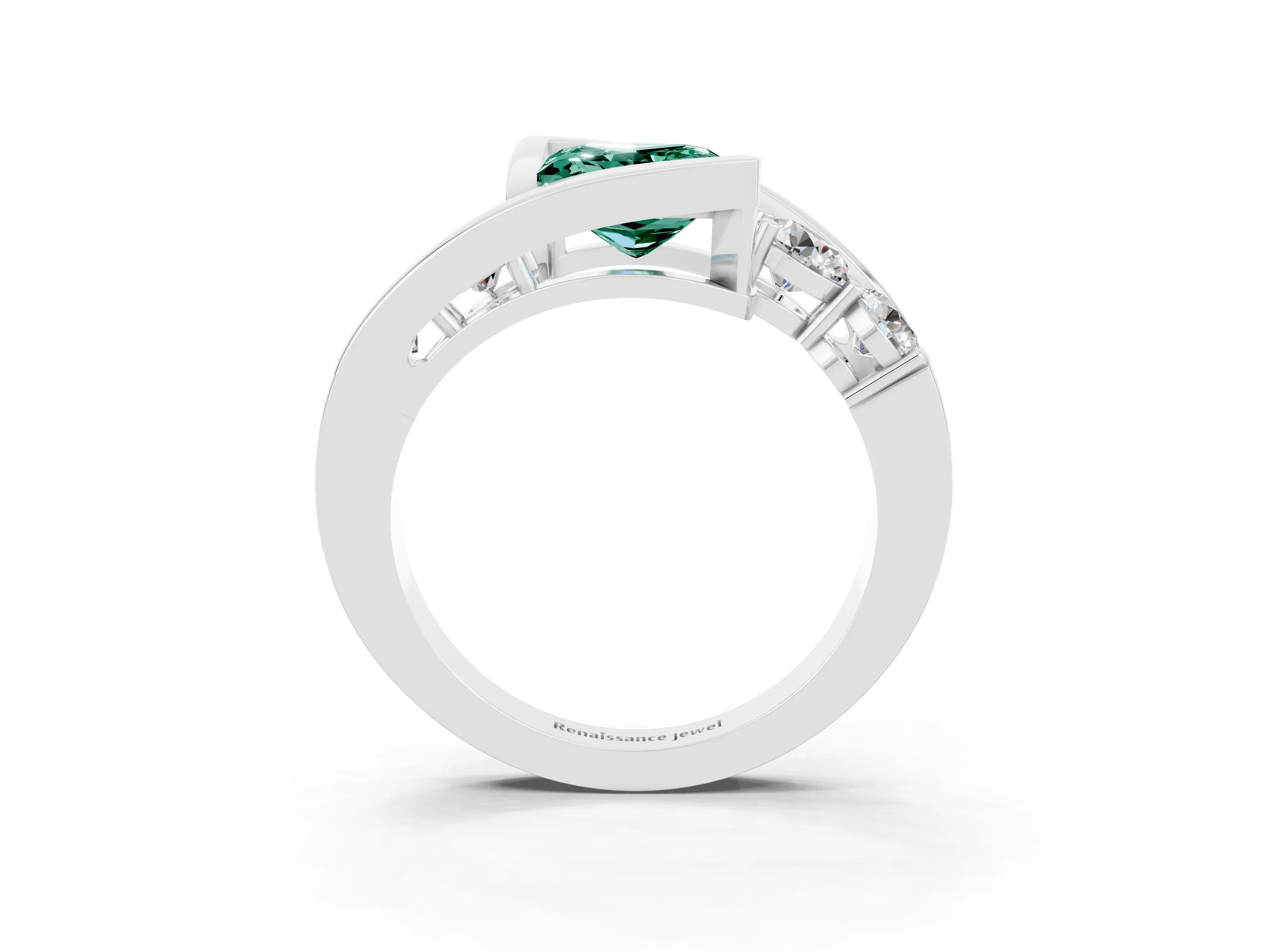 White gold Bezel Set Princess Cut Diamond Split Shank Ring_3