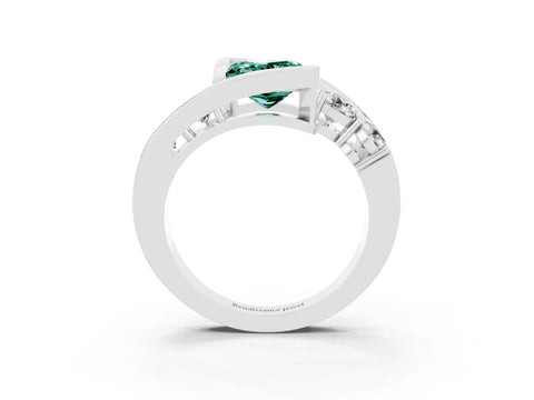 White gold Bezel Set Princess Cut Diamond Split Shank Ring_3