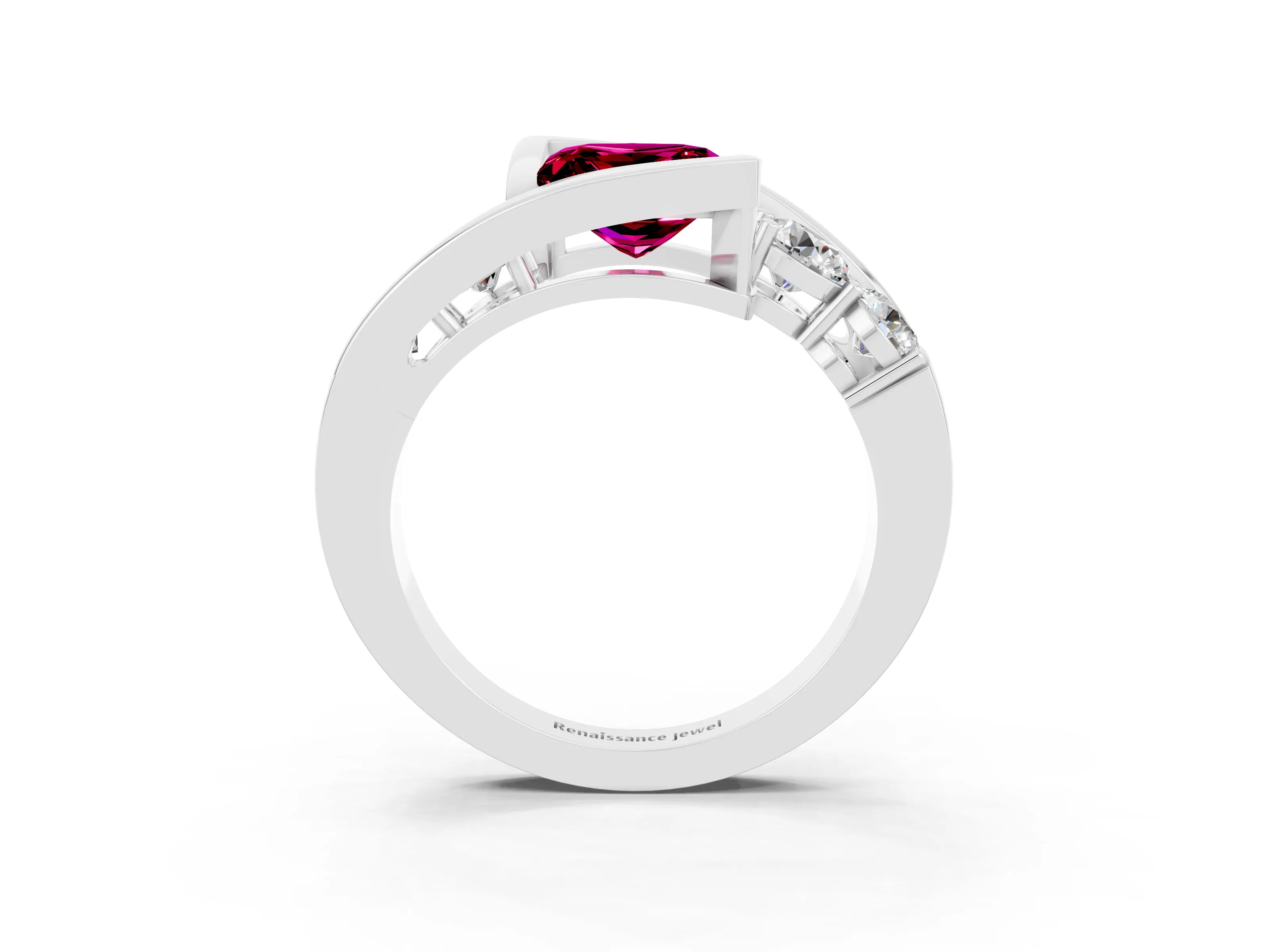 White gold Bezel Set Princess Cut Diamond Split Shank Ring_3