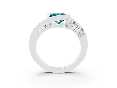 White gold Bezel Set Princess Cut Diamond Split Shank Ring_3