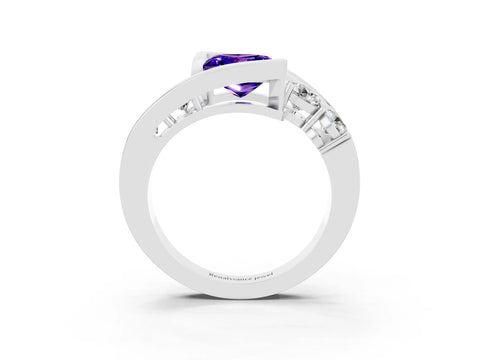 White gold Bezel Set Princess Cut Diamond Split Shank Ring_3