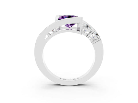 White gold Bezel Set Princess Cut Diamond Split Shank Ring_3