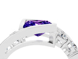 White gold Bezel Set Princess Cut Diamond Split Shank Ring_4