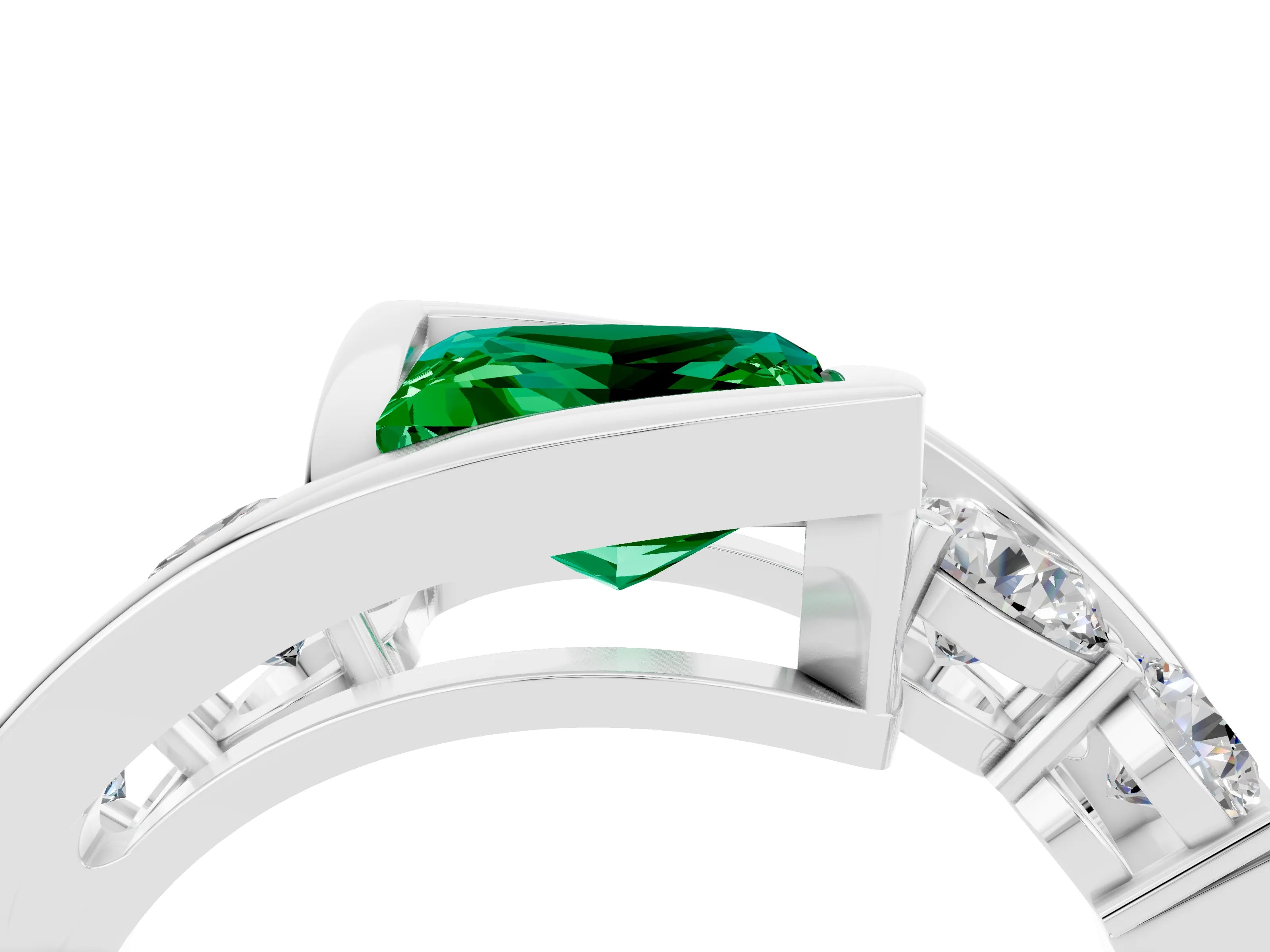 White gold Bezel Set Princess Cut Diamond Split Shank Ring_4