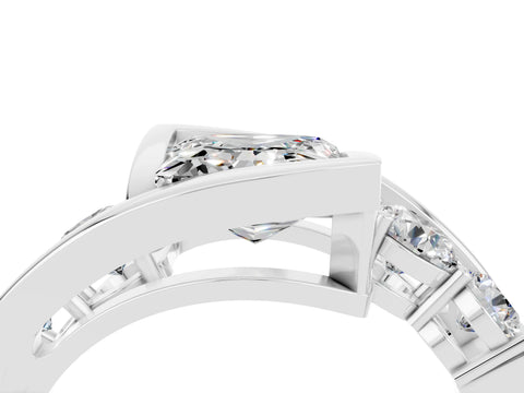 White gold Bezel Set Princess Cut Diamond Split Shank Ring_4