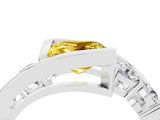 White gold Bezel Set Princess Cut Diamond Split Shank Ring_4