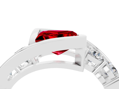 White gold Bezel Set Princess Cut Diamond Split Shank Ring_4