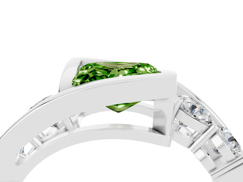 White gold Bezel Set Princess Cut Diamond Split Shank Ring_4