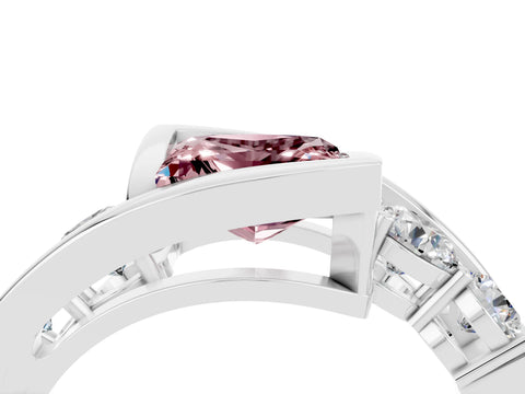 White gold Bezel Set Princess Cut Diamond Split Shank Ring_4