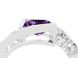 White gold Bezel Set Princess Cut Diamond Split Shank Ring_4