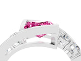 White gold Bezel Set Princess Cut Diamond Split Shank Ring_4