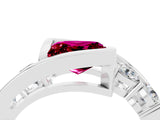 White gold Bezel Set Princess Cut Diamond Split Shank Ring_4