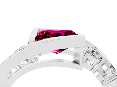 White gold Bezel Set Princess Cut Diamond Split Shank Ring_4