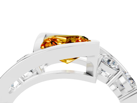 White gold Bezel Set Princess Cut Diamond Split Shank Ring_4
