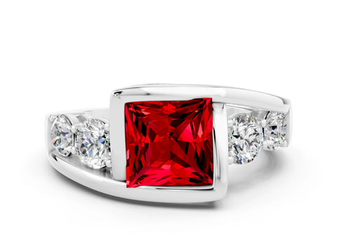 White gold Bezel Set Princess Cut Diamond Split Shank Ring