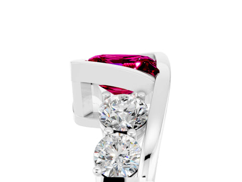 White gold Bezel Set Princess Cut Diamond Split Shank Ring_5
