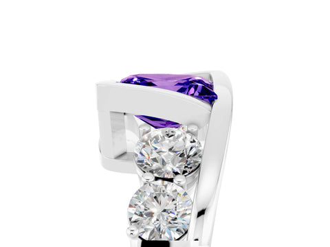 White gold Bezel Set Princess Cut Diamond Split Shank Ring_5