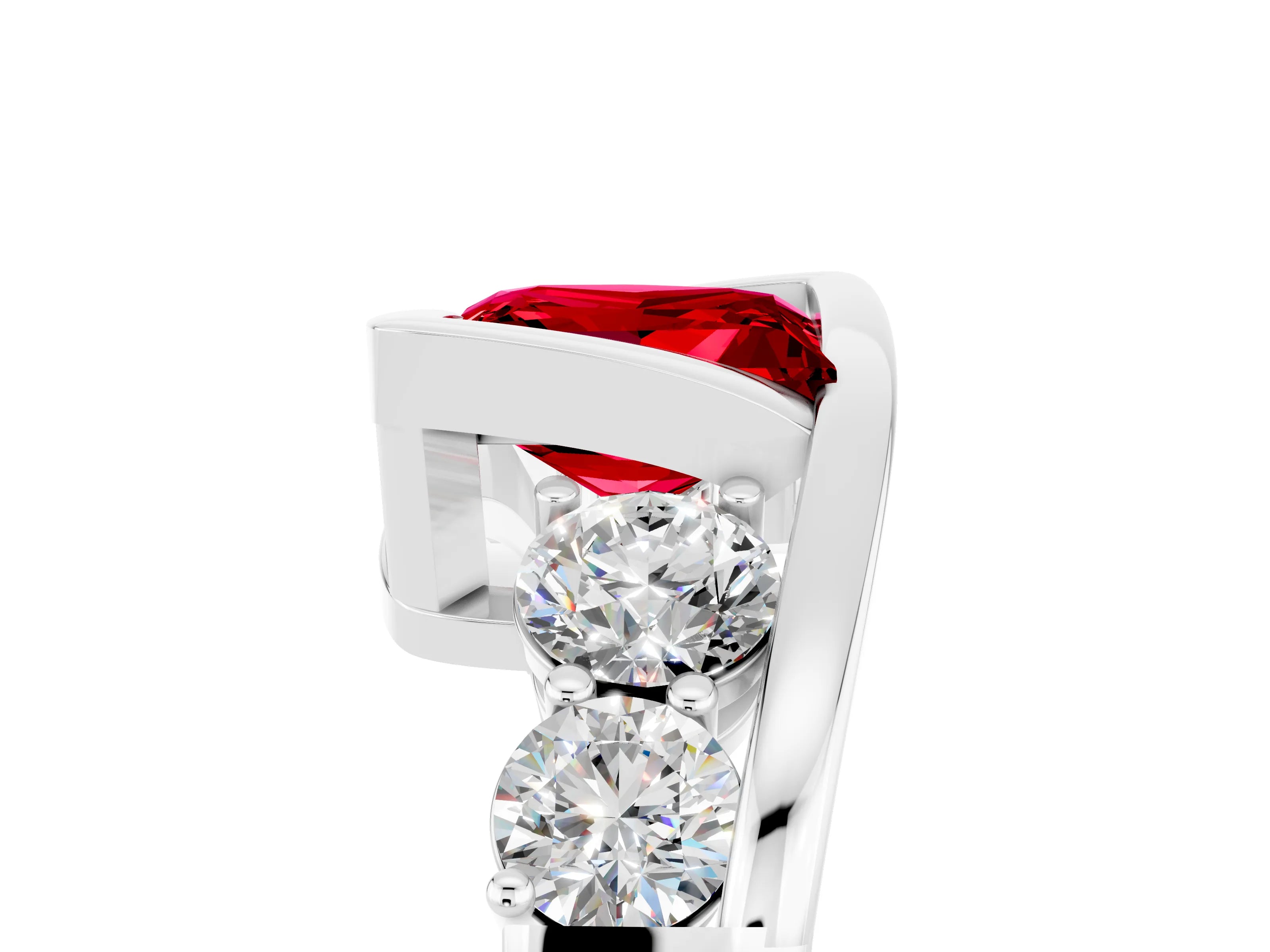 White gold Bezel Set Princess Cut Diamond Split Shank Ring_5