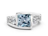 White gold Bezel Set Princess Cut Diamond Split Shank Ring