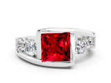 White gold Bezel Set Princess Cut Diamond Split Shank Ring