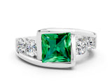 White gold Bezel Set Princess Cut Diamond Split Shank Ring