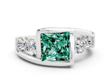 White gold Bezel Set Princess Cut Diamond Split Shank Ring
