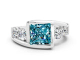 White gold Bezel Set Princess Cut Diamond Split Shank Ring