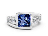 White gold Bezel Set Princess Cut Diamond Split Shank Ring