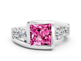 White gold Bezel Set Princess Cut Diamond Split Shank Ring