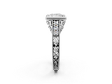 White gold Bezel Set Princess Diamond Milgrain Pave Engagement Ring_46