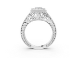 White gold Bezel Set Princess Diamond Milgrain Pave Engagement Ring_47