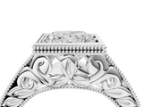 White gold Bezel Set Princess Diamond Milgrain Pave Engagement Ring_48