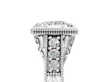 White gold Bezel Set Princess Diamond Milgrain Pave Engagement Ring_49