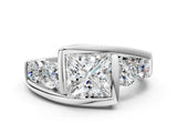 White gold Bezel Set Princess Diamond Split Shank Ring_3