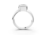 White gold Bezel Set Princess Solitaire Ring with Wide Band 4