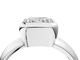 White gold Bezel Set Princess Solitaire Ring with Wide Band 5