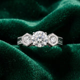 White gold Bezel-Set Princess and Round Cut Milgrain Band Ring_30