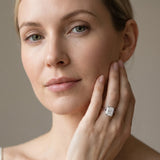 White gold Bezel Set Radiant Cut Solitaire Ring with Tapered Band_13