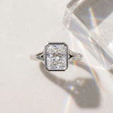 White gold Bezel Set Radiant Cut Solitaire Ring with Tapered Band_15