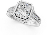 White gold Bezel Set Radiant Diamond Milgrain Pave Engagement Ring_40