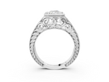 White gold Bezel Set Radiant Diamond Milgrain Pave Engagement Ring_46