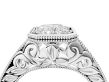 White gold Bezel Set Radiant Diamond Milgrain Pave Engagement Ring_47